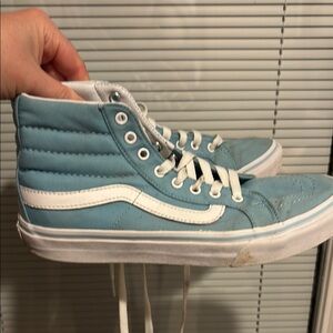 Vans Blue and White High-Top Athletic Shoes